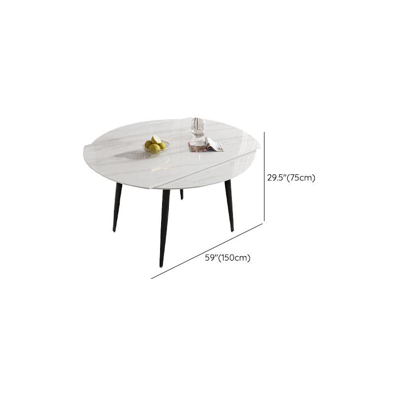 Modern Stone Dining Table with 4 Black Legs Table for Dining Room