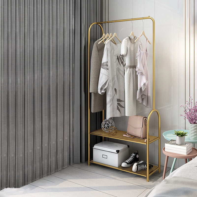 Contemporary Plain Coat Rack Metal Coat Rack with Storage Shelving