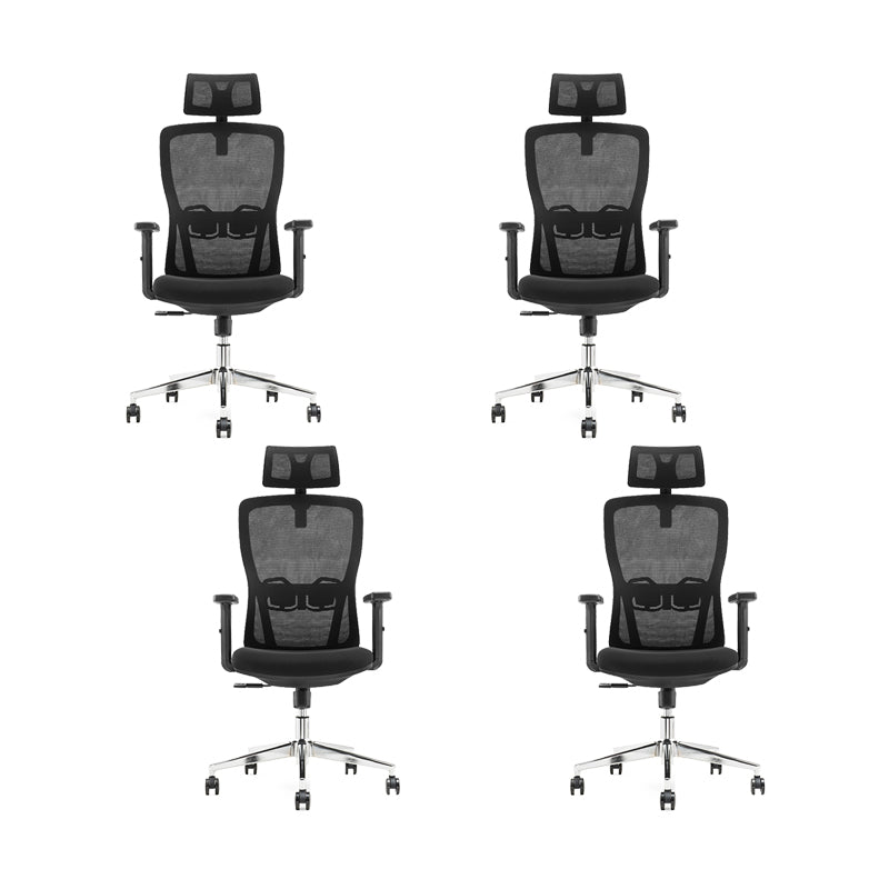 Modern Black Office Chair Fixed Arms Adjustable Seat Height Desk Chair with Wheels