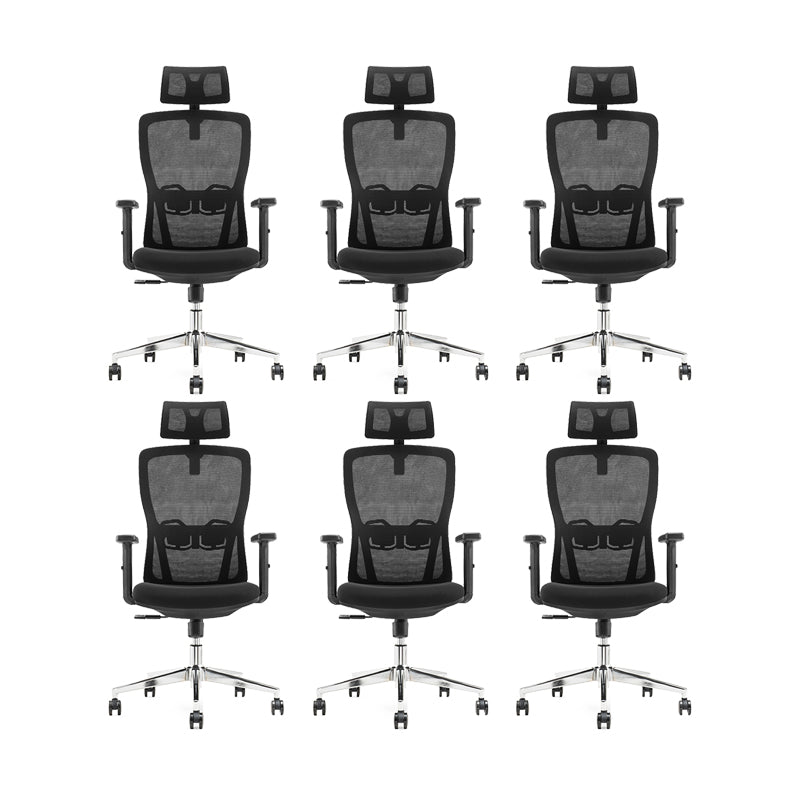 Modern Black Office Chair Fixed Arms Adjustable Seat Height Desk Chair with Wheels