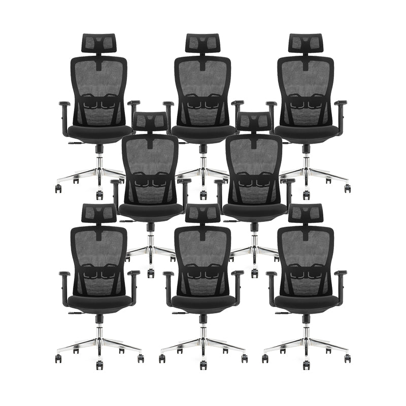 Modern Black Office Chair Fixed Arms Adjustable Seat Height Desk Chair with Wheels