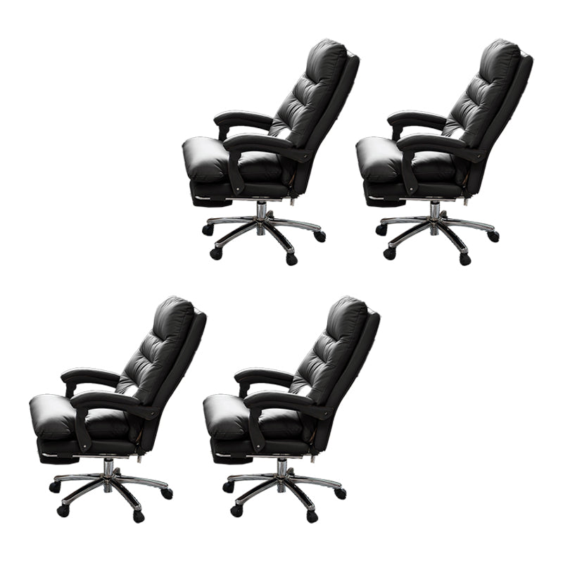 Modern Leather Desk Chair Adjustable Seat Height Padded Arms Office Chair with Wheels