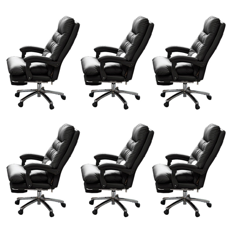 Modern Leather Desk Chair Adjustable Seat Height Padded Arms Office Chair with Wheels