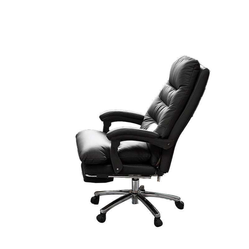 Modern Leather Desk Chair Adjustable Seat Height Padded Arms Office Chair with Wheels