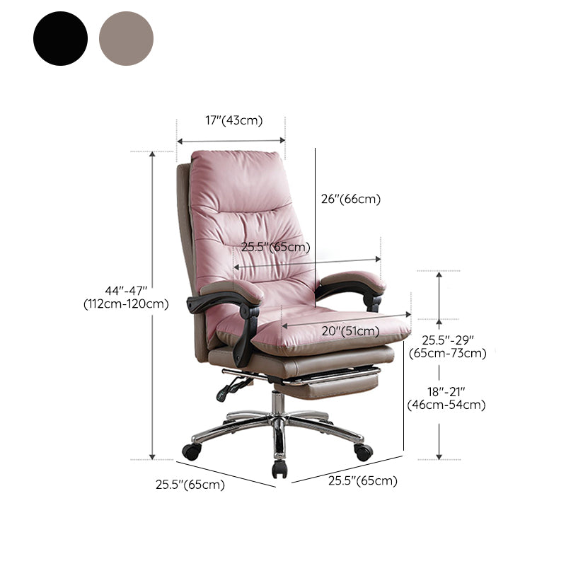 Modern Leather Desk Chair Adjustable Seat Height Padded Arms Office Chair with Wheels