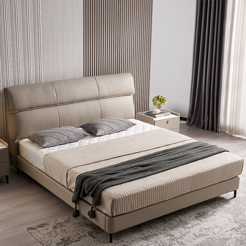 Contemporary Genuine Leather Mattress Included with Headboard Panel Bed