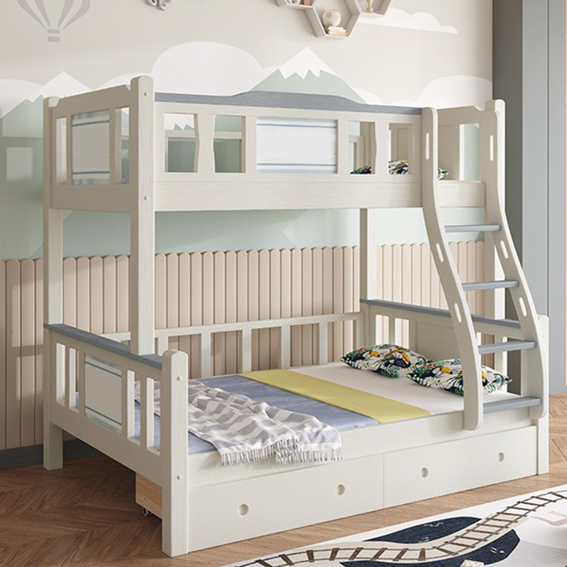 Rubberwood Bunk Bed Modern Style White Bunk Bed with Guardrail