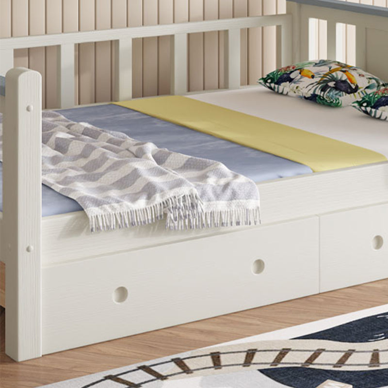 Rubberwood Bunk Bed Modern Style White Bunk Bed with Guardrail