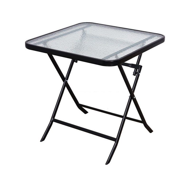 Black/Clear Bistro Table Contemporary Table with Metal Frame