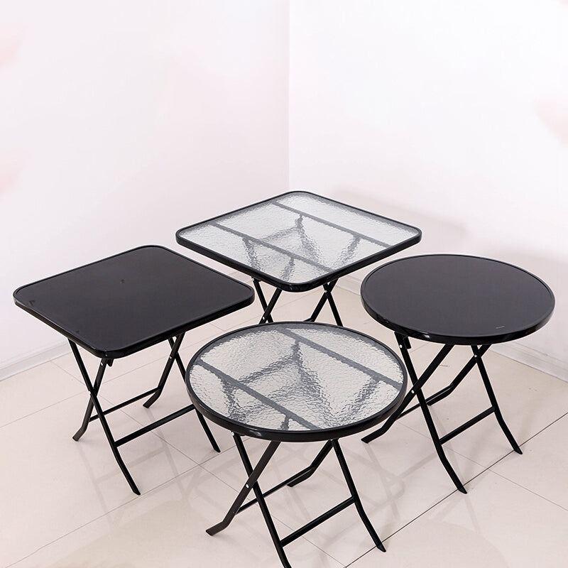 Black/Clear Bistro Table Contemporary Table with Metal Frame