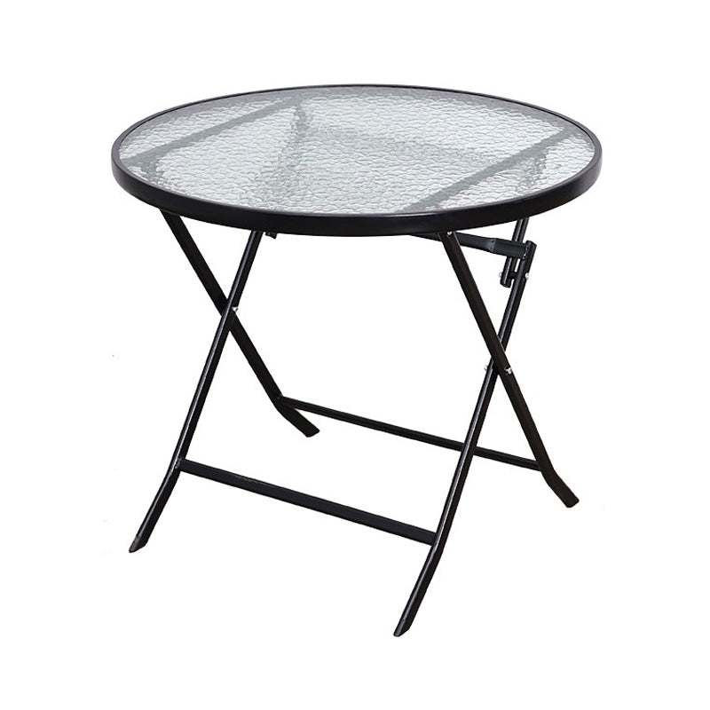 Black/Clear Bistro Table Contemporary Table with Metal Frame