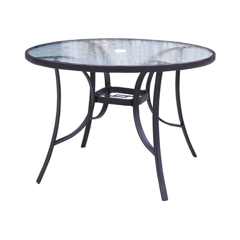 Black/Clear Bistro Table Contemporary Table with Metal Frame