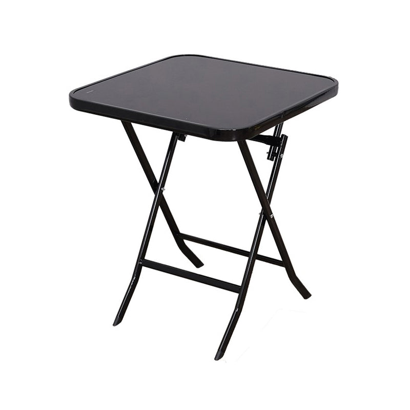 Black/Clear Bistro Table Contemporary Table with Metal Frame