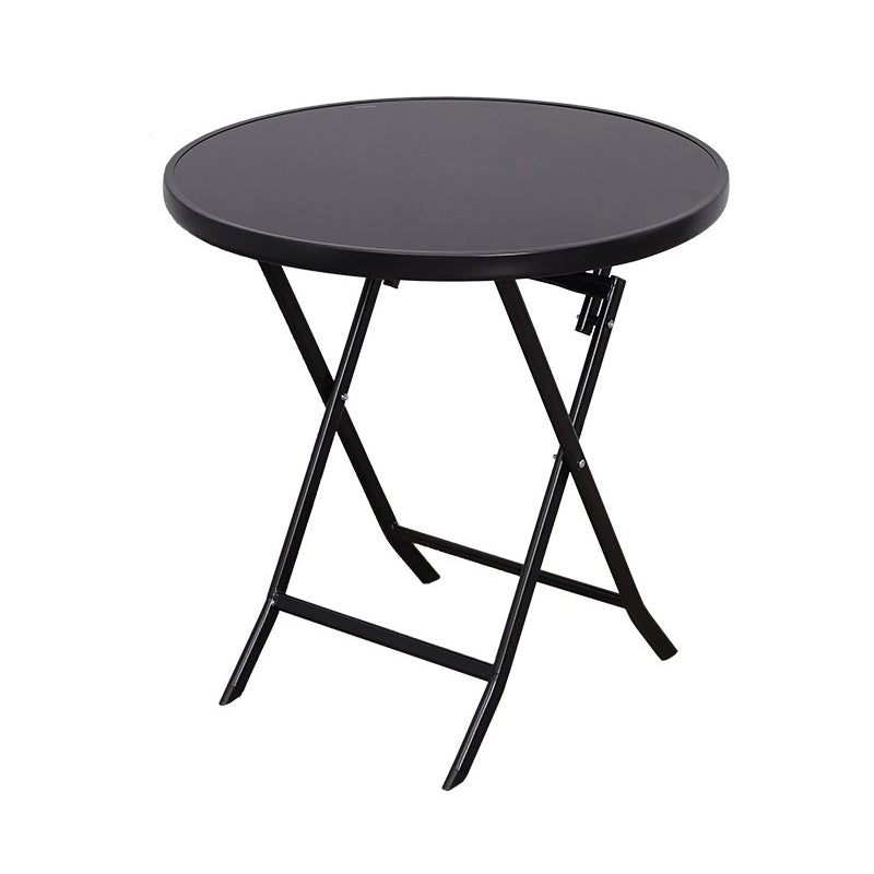 Black/Clear Bistro Table Contemporary Table with Metal Frame