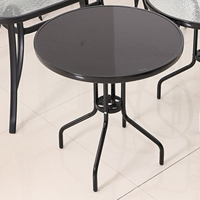 Black/Clear Bistro Table Contemporary Table with Metal Frame