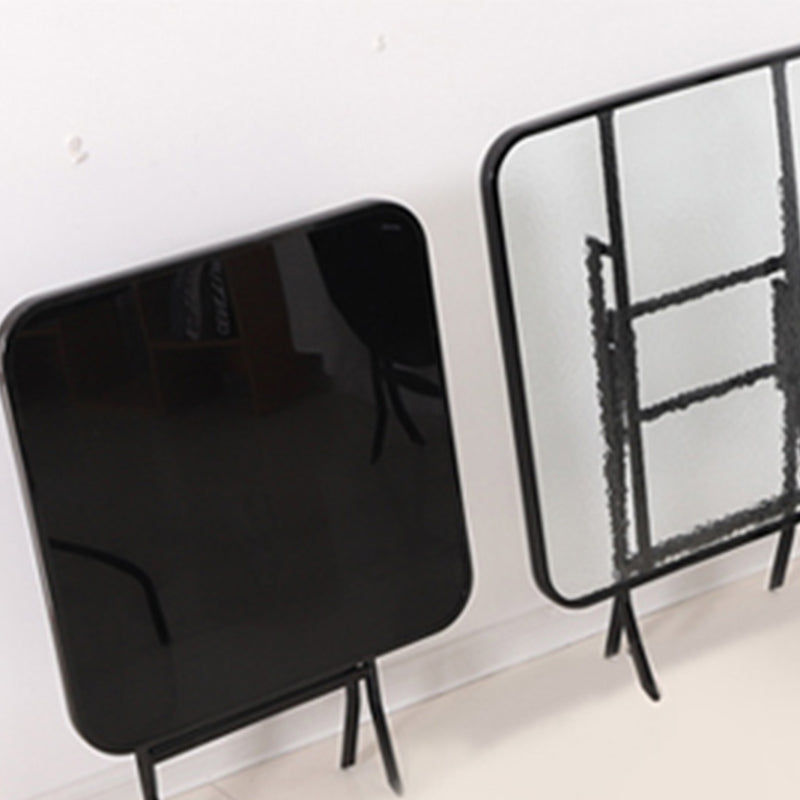 Black/Clear Bistro Table Contemporary Table with Metal Frame