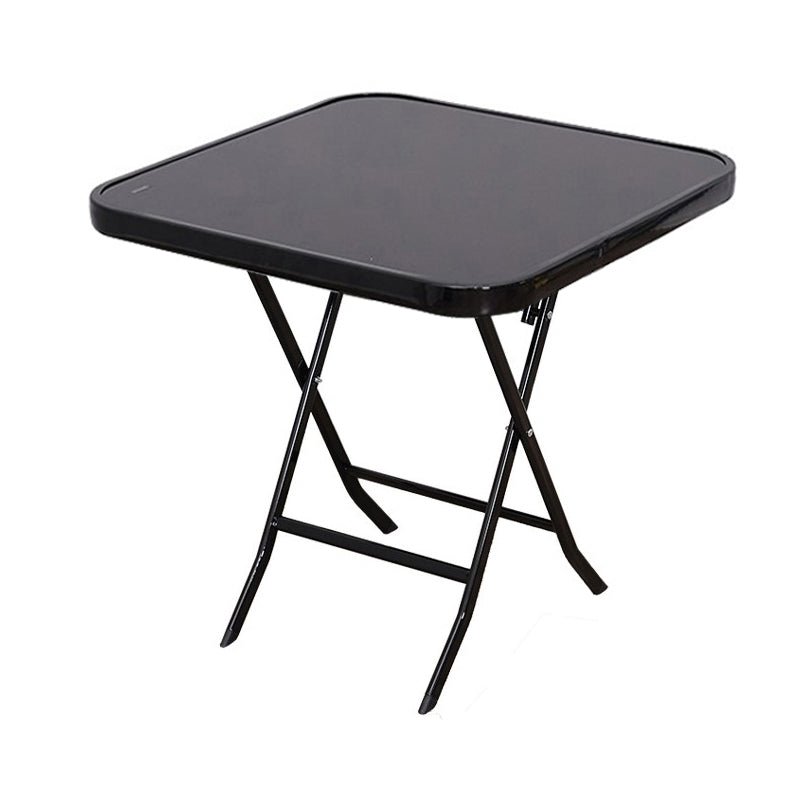 Black/Clear Bistro Table Contemporary Table with Metal Frame