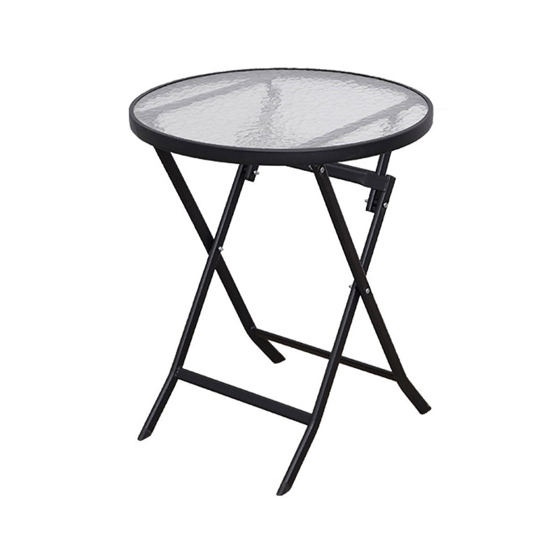 Black/Clear Bistro Table Contemporary Table with Metal Frame