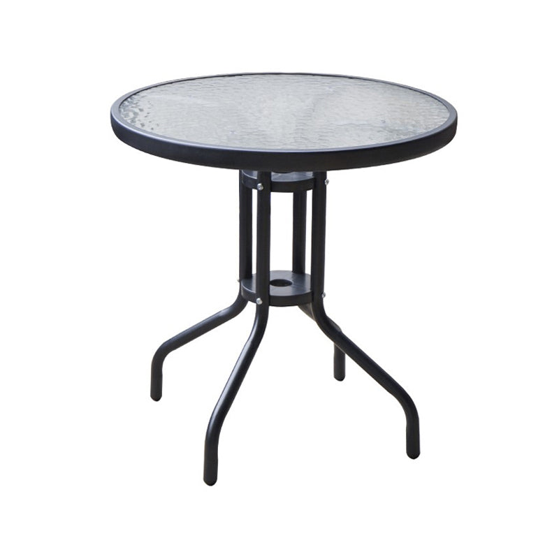 Black/Clear Bistro Table Contemporary Table with Metal Frame