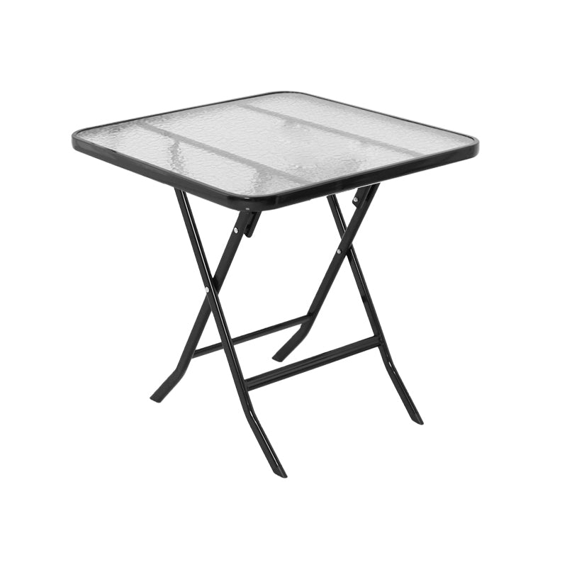 Black/Clear Bistro Table Contemporary Table with Metal Frame