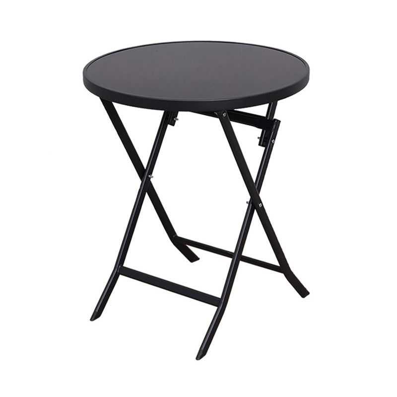 Black/Clear Bistro Table Contemporary Table with Metal Frame