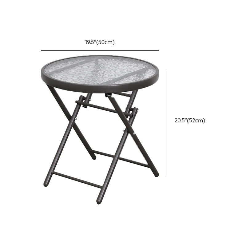 Black/Clear Bistro Table Contemporary Table with Metal Frame