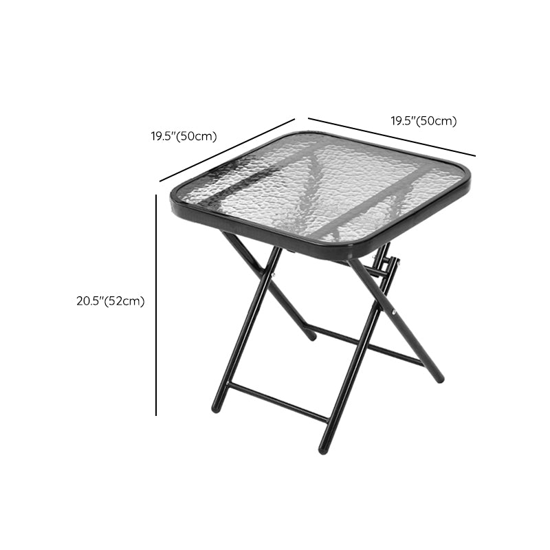 Black/Clear Bistro Table Contemporary Table with Metal Frame