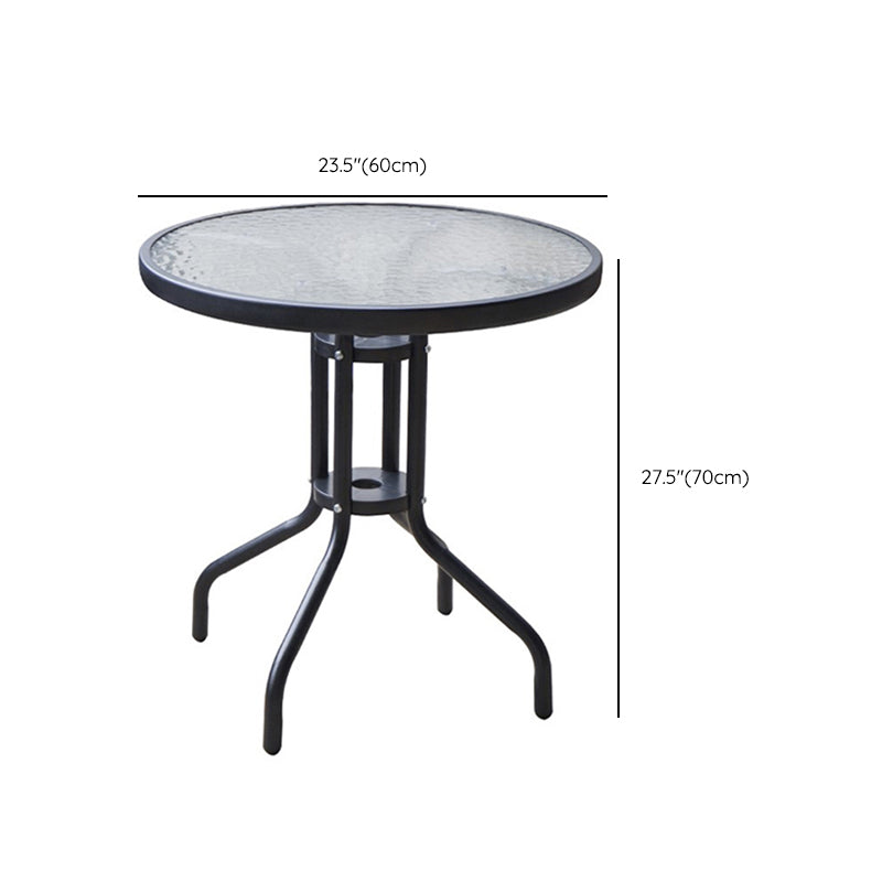 Black/Clear Bistro Table Contemporary Table with Metal Frame