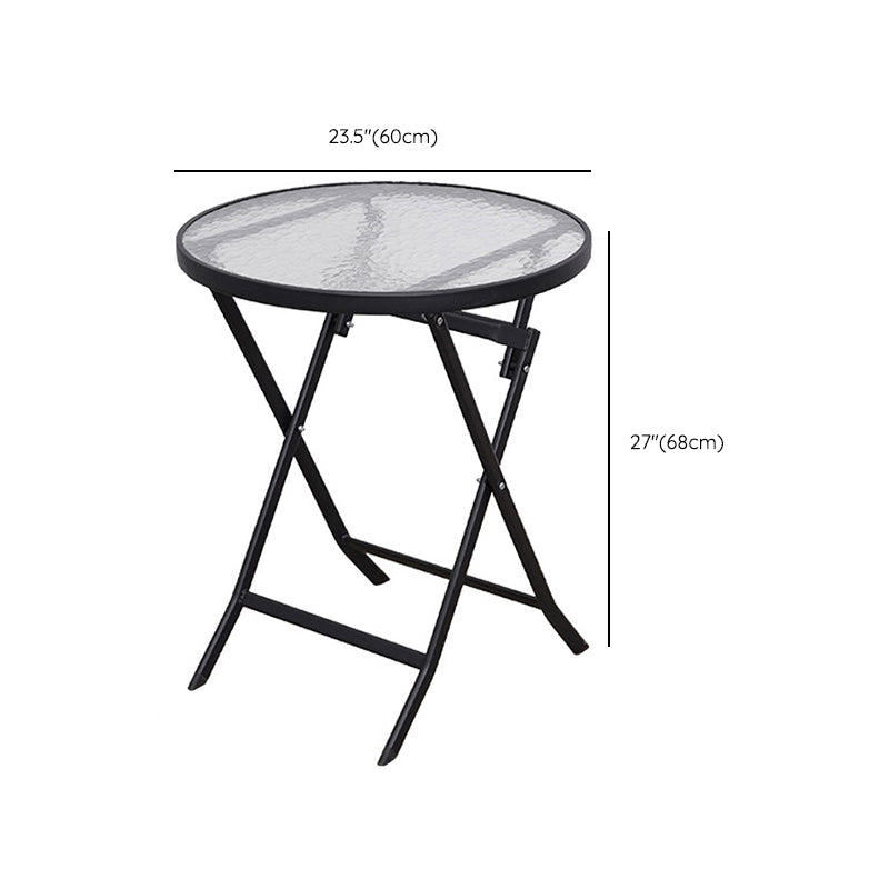 Black/Clear Bistro Table Contemporary Table with Metal Frame