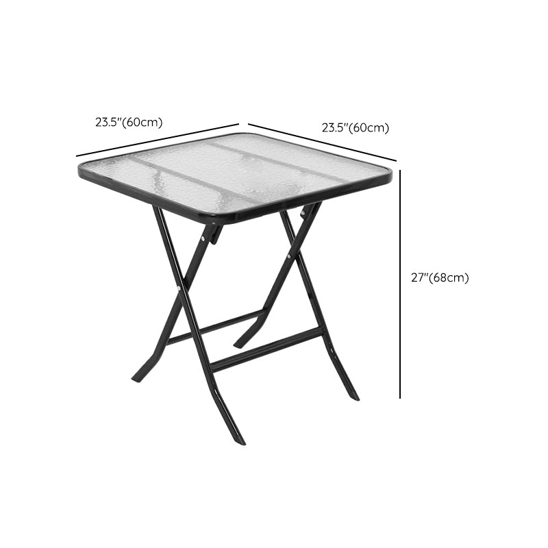 Black/Clear Bistro Table Contemporary Table with Metal Frame