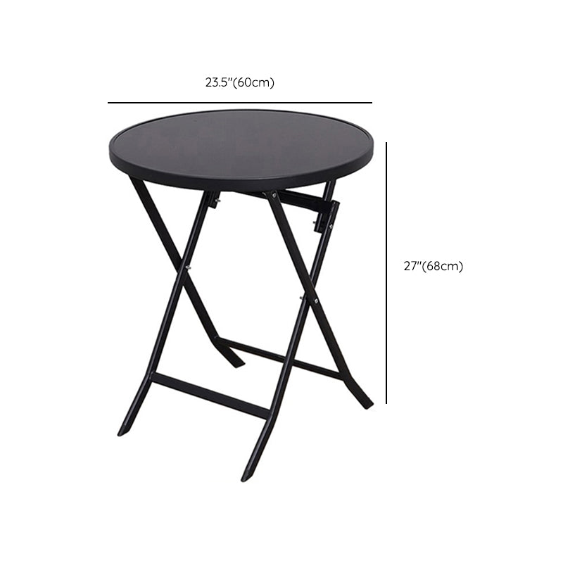 Black/Clear Bistro Table Contemporary Table with Metal Frame