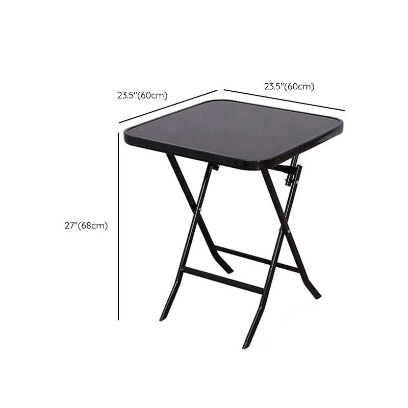 Black/Clear Bistro Table Contemporary Table with Metal Frame