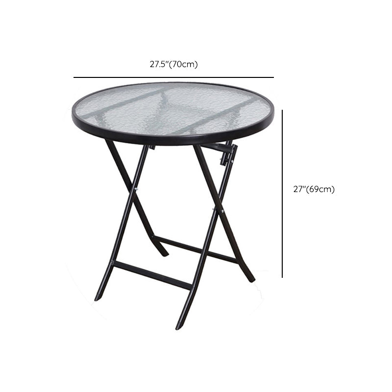 Black/Clear Bistro Table Contemporary Table with Metal Frame