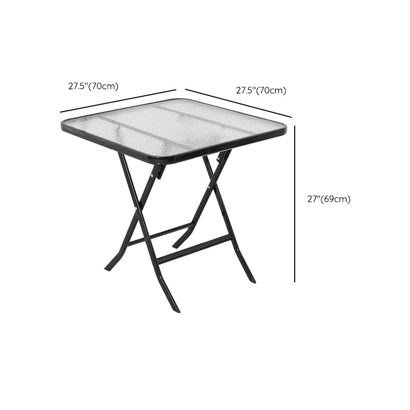 Black/Clear Bistro Table Contemporary Table with Metal Frame