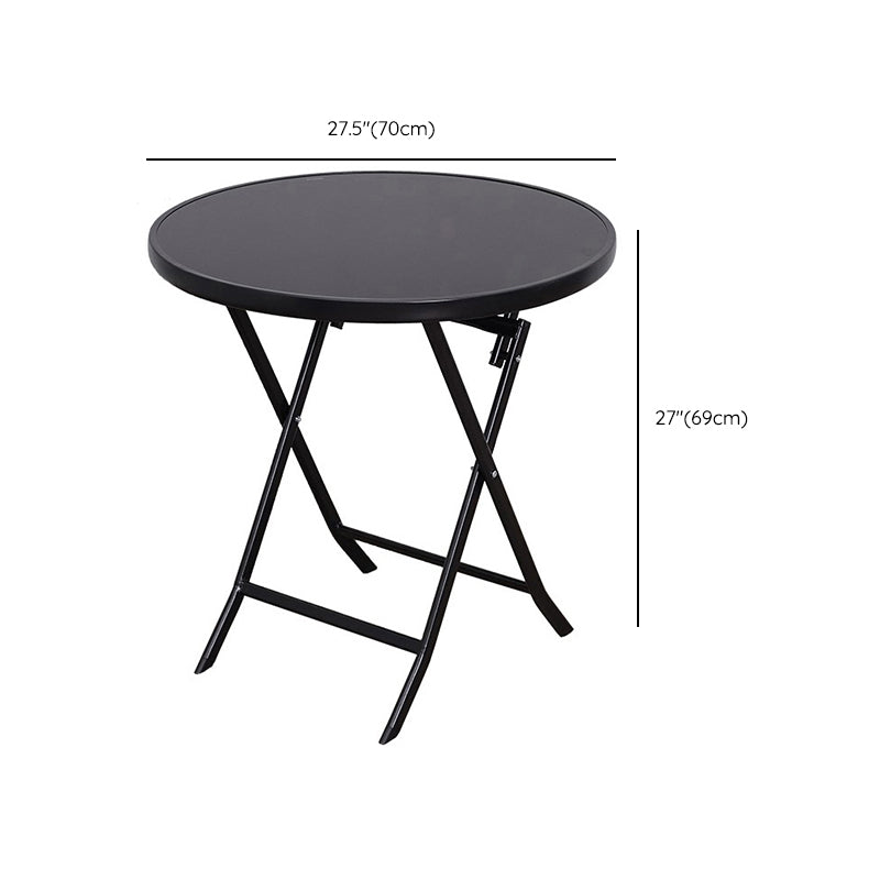 Black/Clear Bistro Table Contemporary Table with Metal Frame