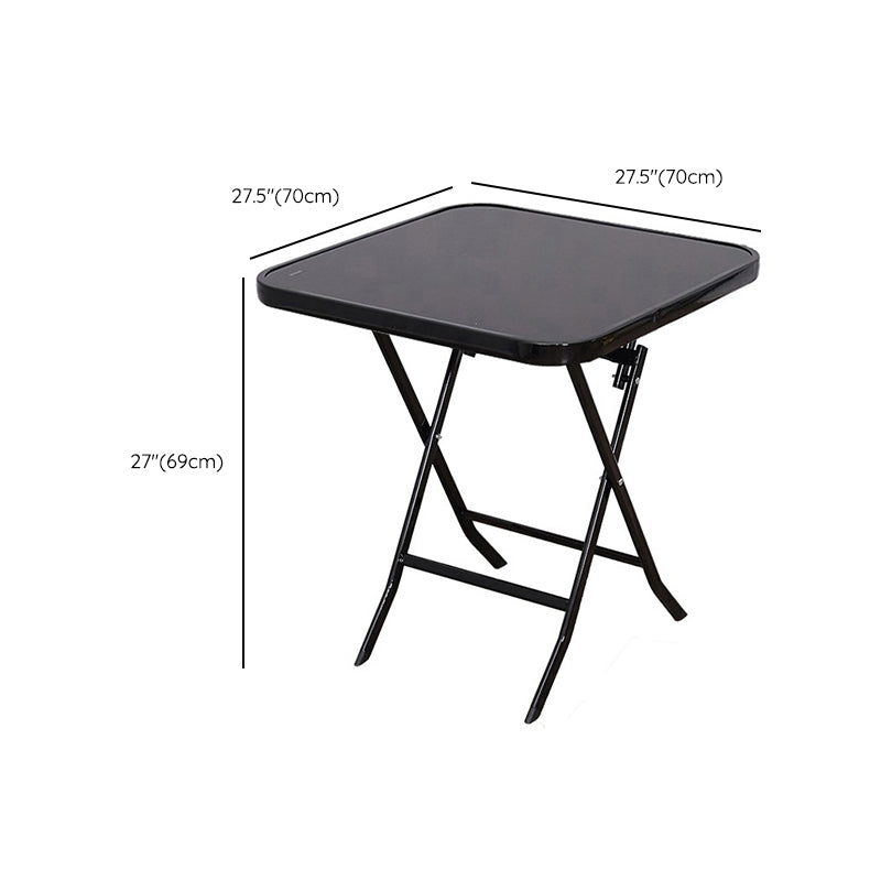 Black/Clear Bistro Table Contemporary Table with Metal Frame