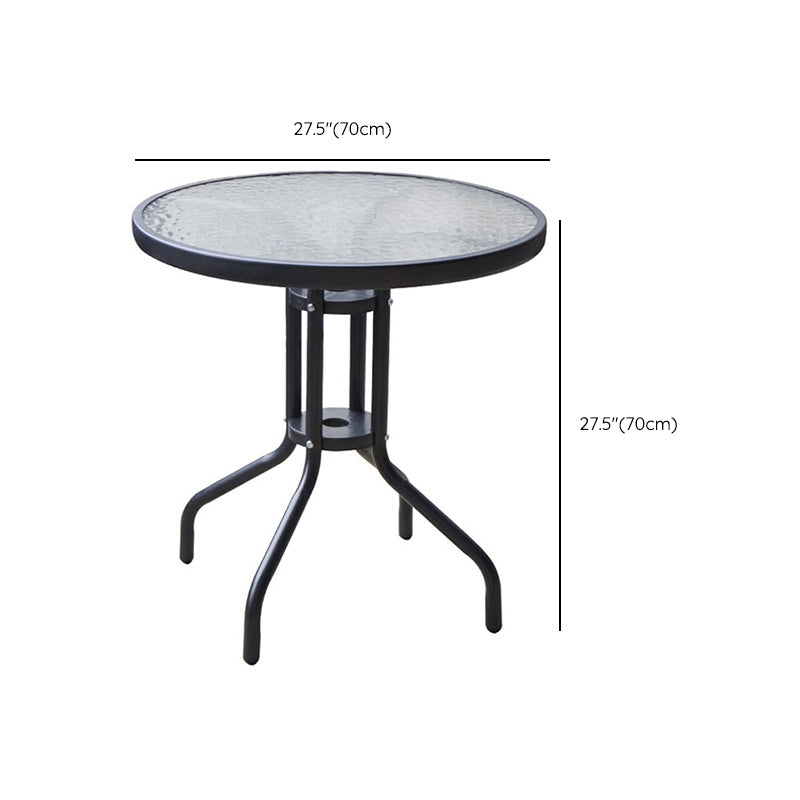 Black/Clear Bistro Table Contemporary Table with Metal Frame