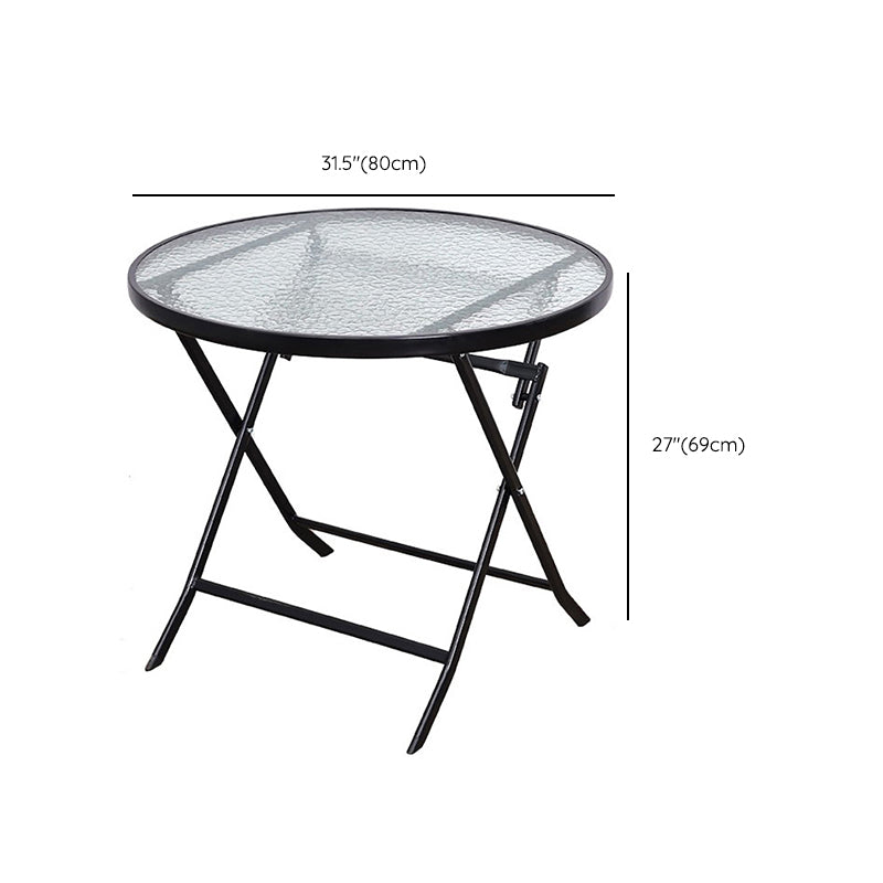 Black/Clear Bistro Table Contemporary Table with Metal Frame