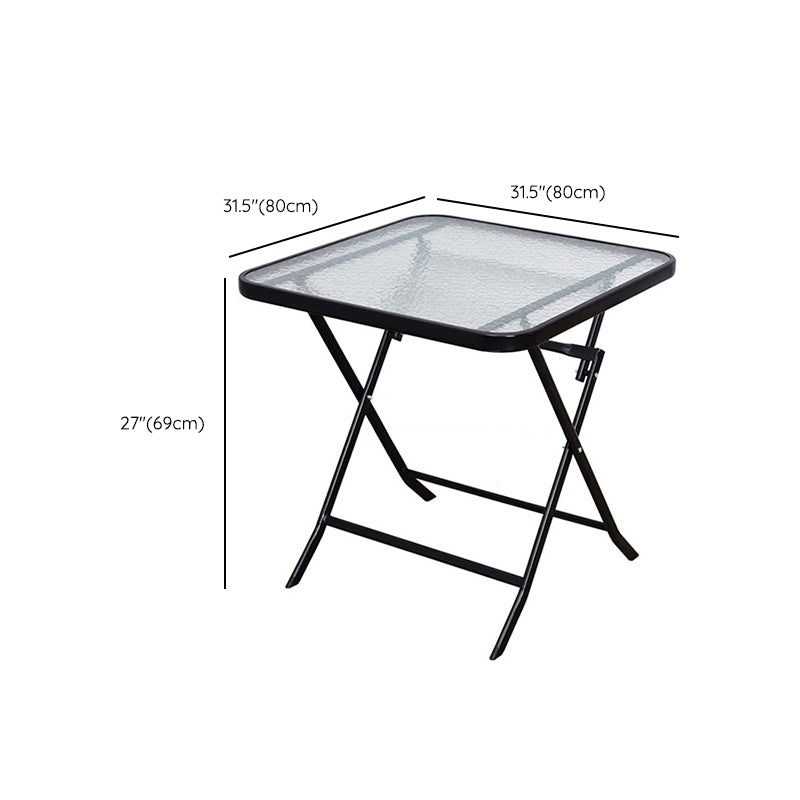 Black/Clear Bistro Table Contemporary Table with Metal Frame