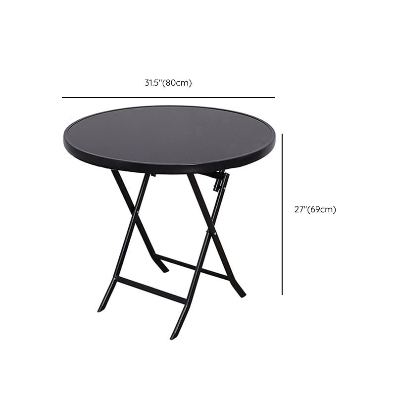 Black/Clear Bistro Table Contemporary Table with Metal Frame