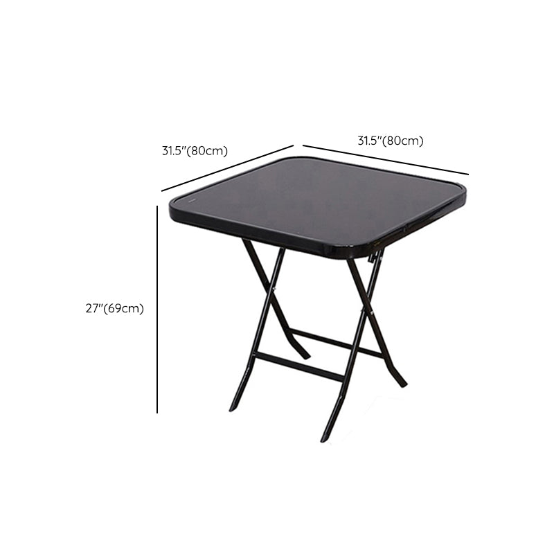 Black/Clear Bistro Table Contemporary Table with Metal Frame