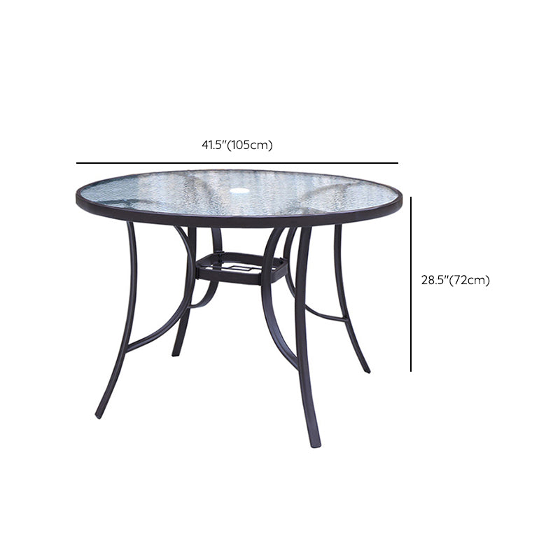 Black/Clear Bistro Table Contemporary Table with Metal Frame