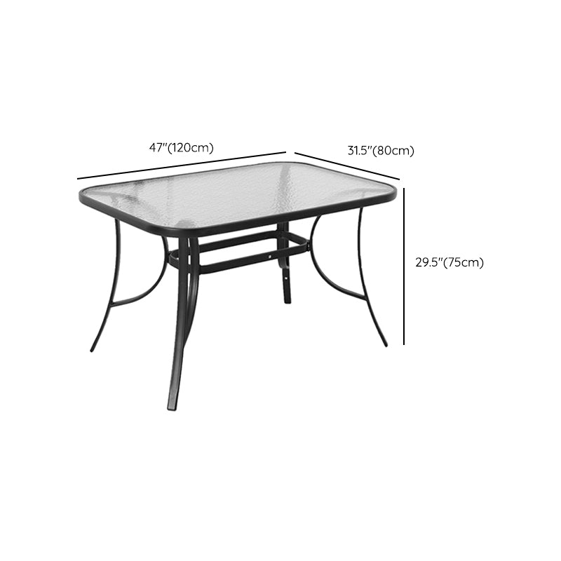 Black/Clear Bistro Table Contemporary Table with Metal Frame