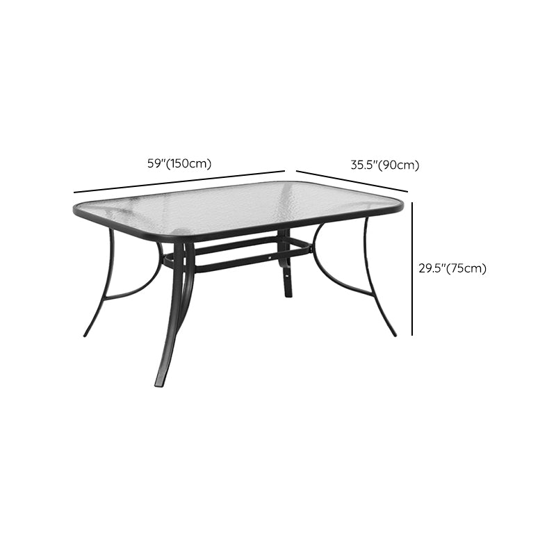 Black/Clear Bistro Table Contemporary Table with Metal Frame