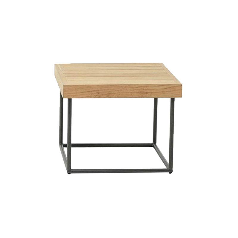 Solid Wood Coffee Table Contemporary Brown Table with Metal Frame