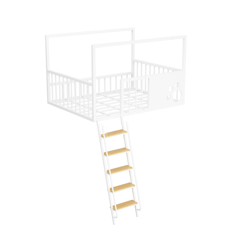 Contemporary Iron Bunk Bed with Guardrail and Ladder/Stairway