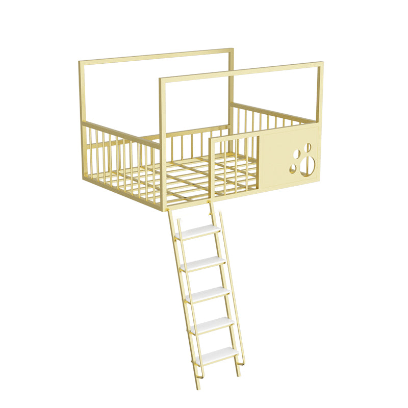 Contemporary Iron Bunk Bed with Guardrail and Ladder/Stairway