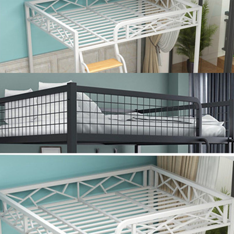 Scandinavian White/Black Loft Bed with Guardrail in Iron Bed