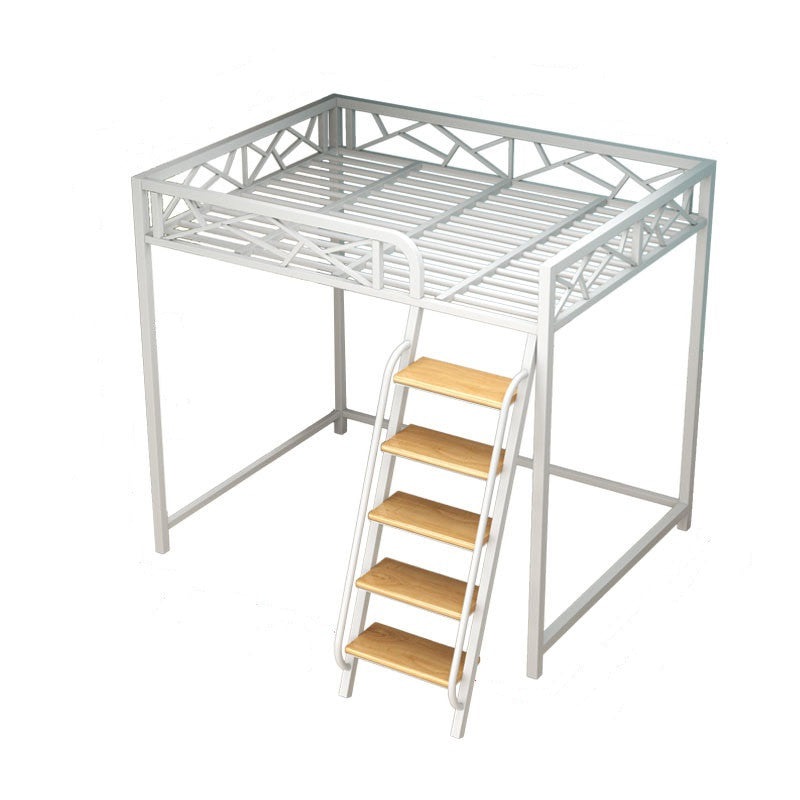 Scandinavian White/Black Loft Bed with Guardrail in Iron Bed