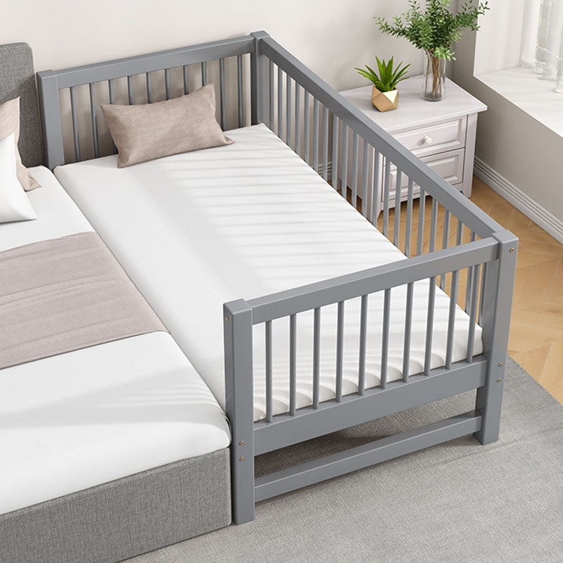 Scandinavian Wood Baby Crib Gray Wood Beech Nursery Crib with Guardrail